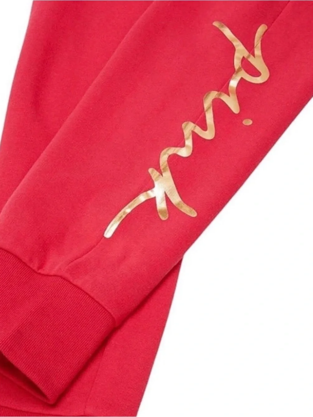 PINK Victoria's Secret Red Jogger Sweatpants with Gold Script - Picture 2 of 4